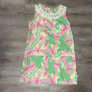 Lily Pulitzer Butterly Palm, Green & Pink Print Dress size 6